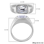 Moissanite Solitaire Signet Ring in Rhodium Overlay Sterling Silver 1.60 Ct.