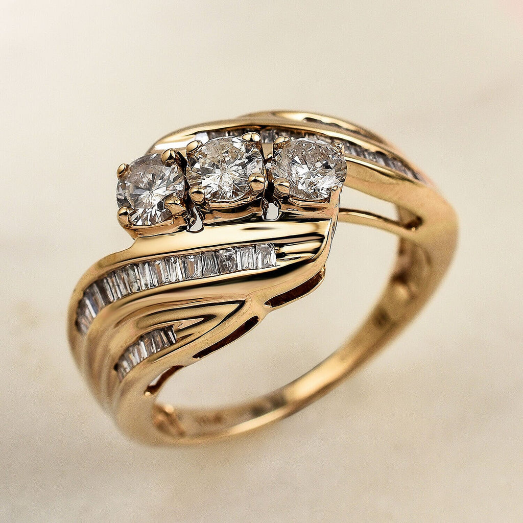 NY CloseOut - 9K Yellow Gold (I1-G-H) Diamond Ring 1.01 Ct. Size N