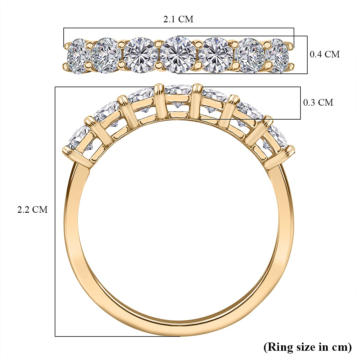 The Definitive 9K Gold Moissanite 7 Stone Band Ring 7490266 12