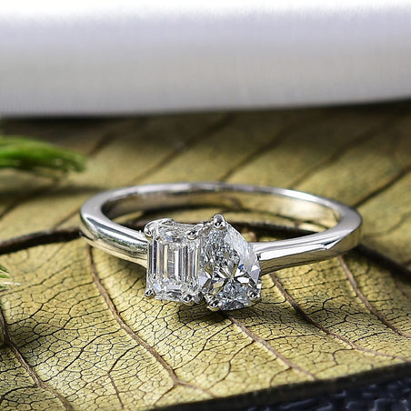 TOI ET MOI LUXURIANT Lab Grown Diamond Ring in Rhodium Overlay Sterling Silver 8258307 2