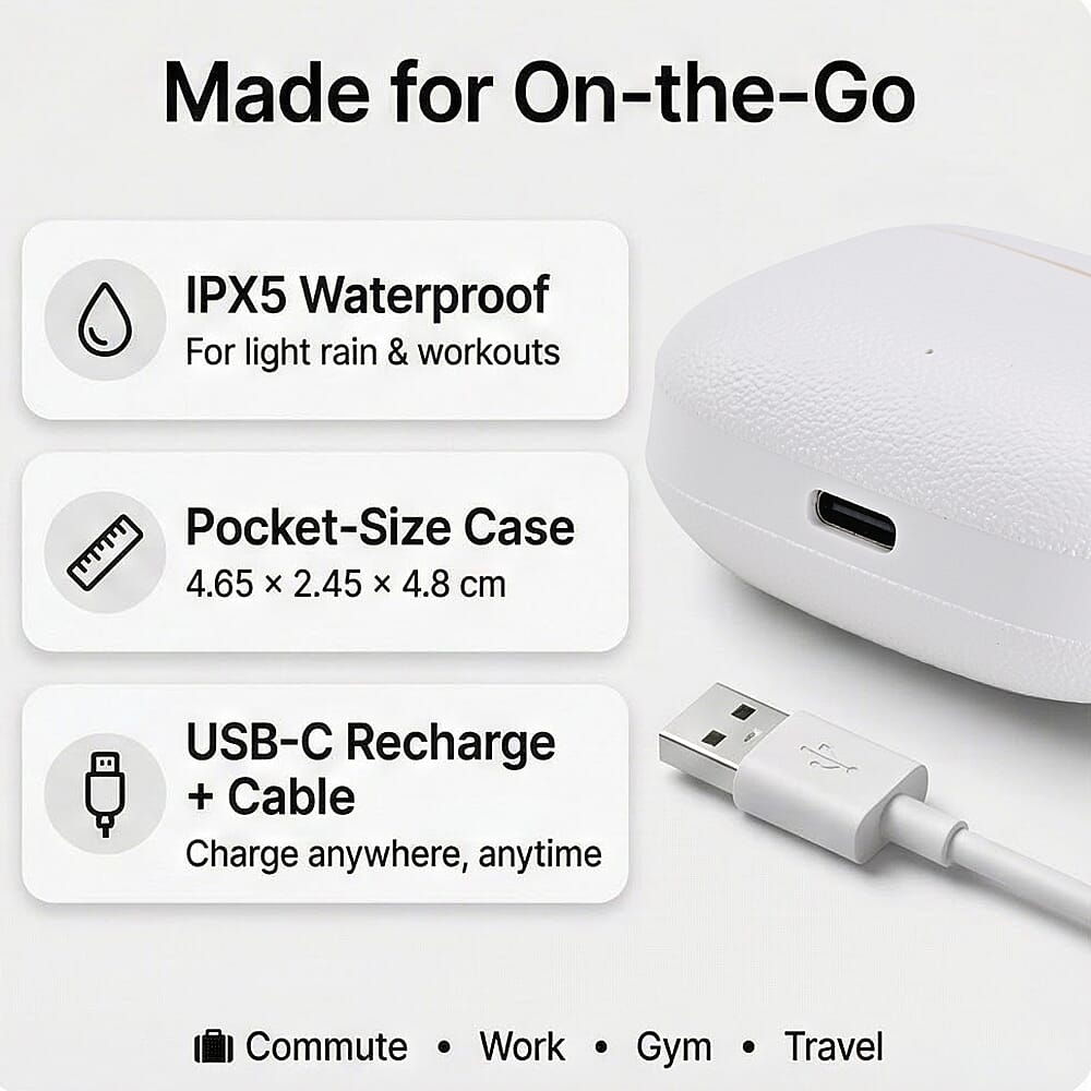 TWS True Wireless Earbuds - 150mAh Charging Case &amp; 3-4 Hour Playtime - White 8351149 4