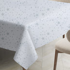 Water Resistant Star Wipe Clean Table Cloth (Size 178x132 Cm) - Silver
