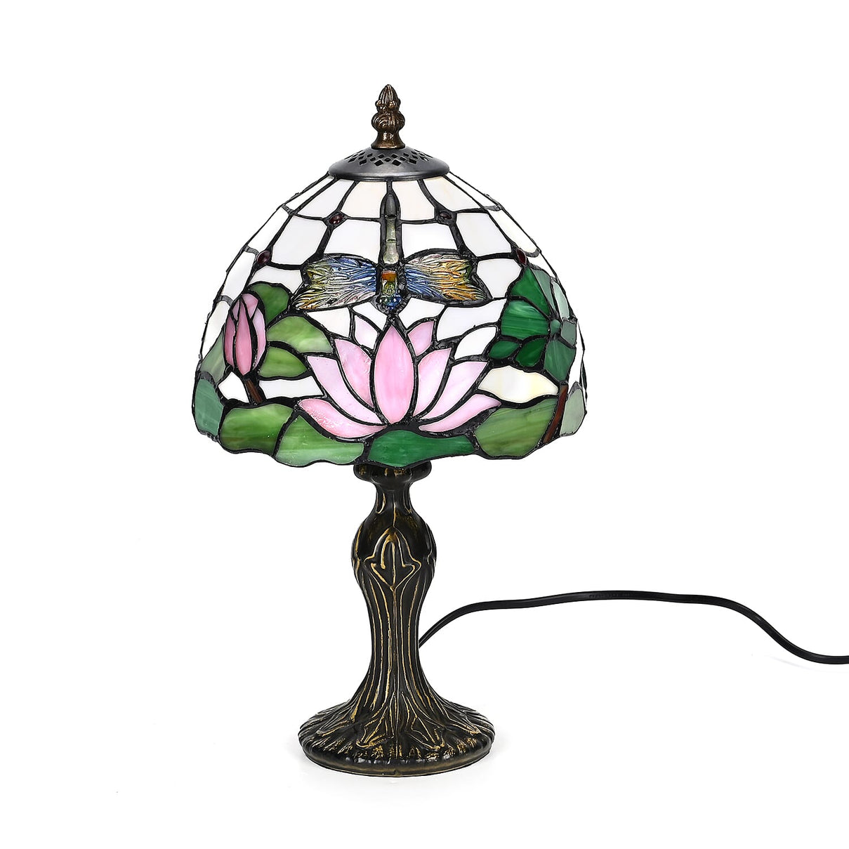 Handmade Tiffany-Stained Glass Table Lamp -  Lotus 7841264 9