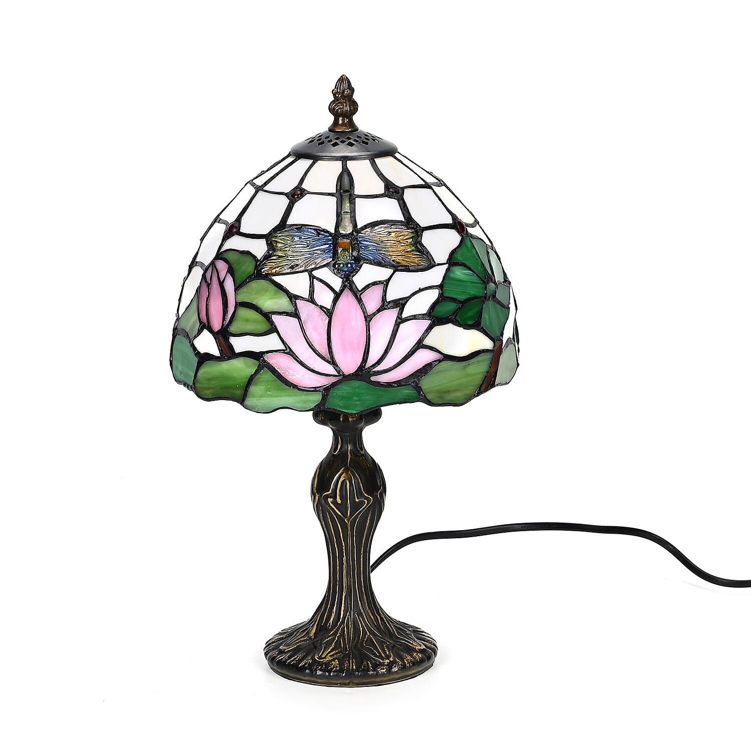 Handmade Tiffany-Stained Glass Table Lamp -  Lotus 7841264 9