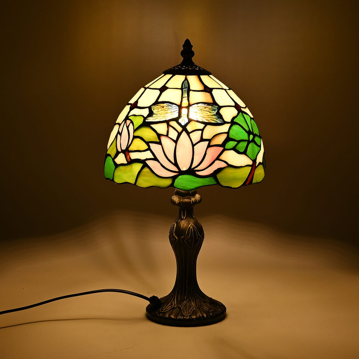 Handmade Tiffany-Stained Glass Table Lamp -  Lotus 7841264 10