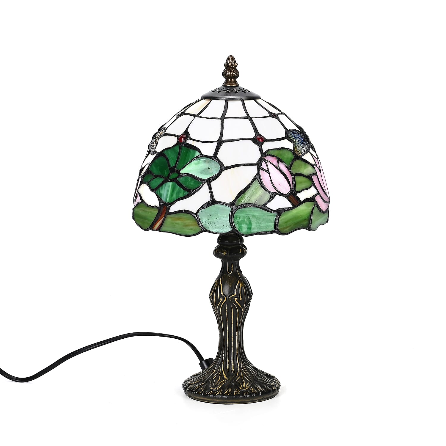 Handmade Tiffany-Stained Glass Table Lamp -  Lotus 7841264 11
