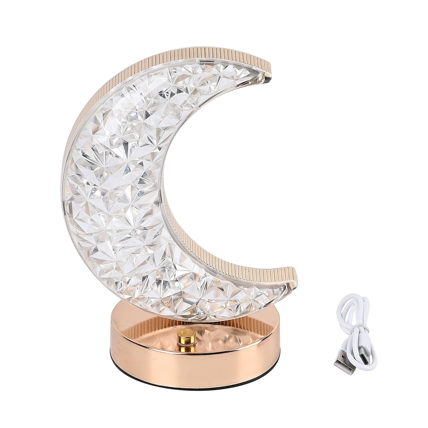 Touch Moon - Shaped Crystal Table Lamp - Gold 7645449 0