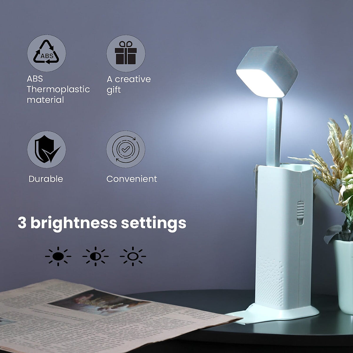 Multifunction Telescopic Table Lamp with 3 Brightness Settings - White 7677325 5