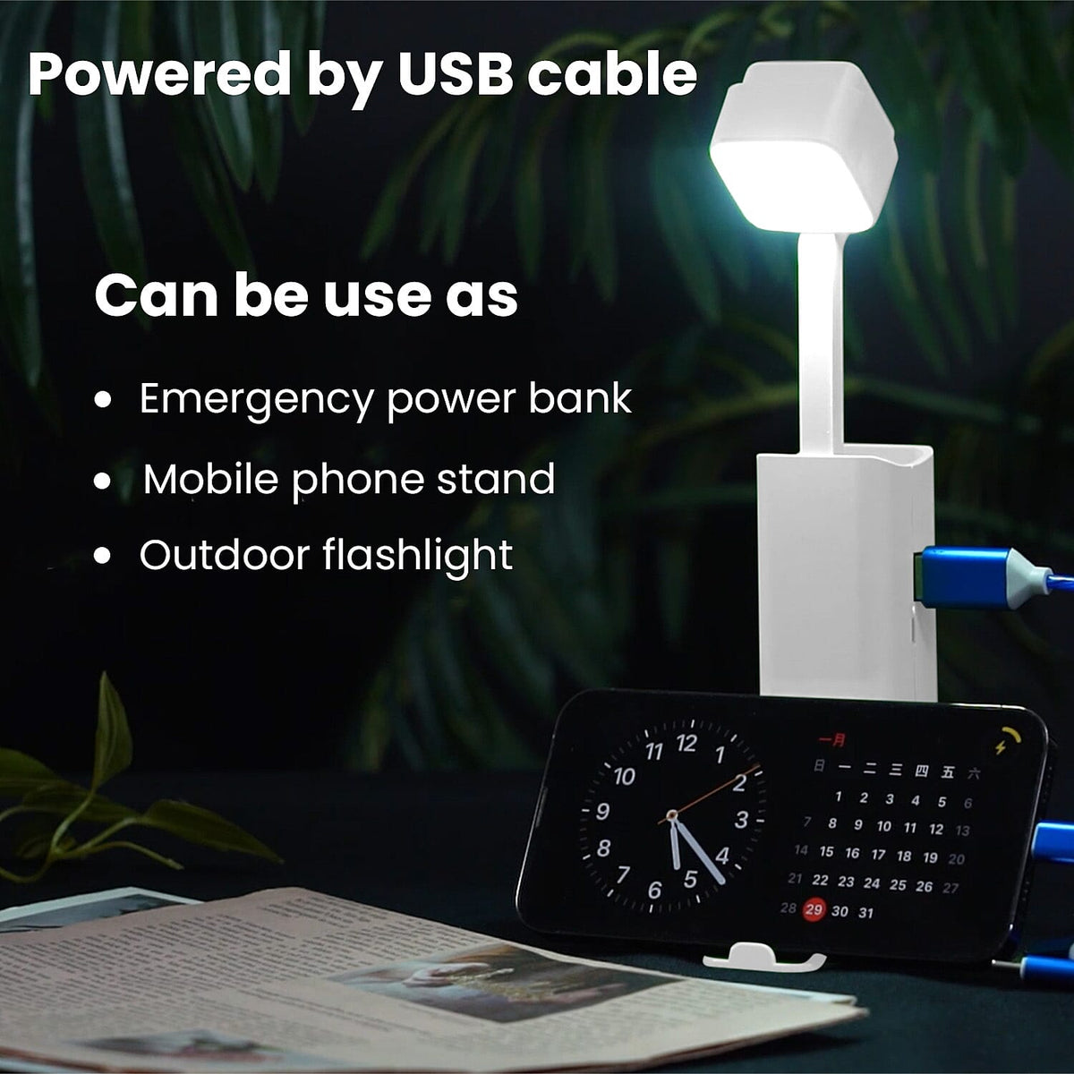 Multifunction Telescopic Table Lamp with 3 Brightness Settings - White 7677325 8