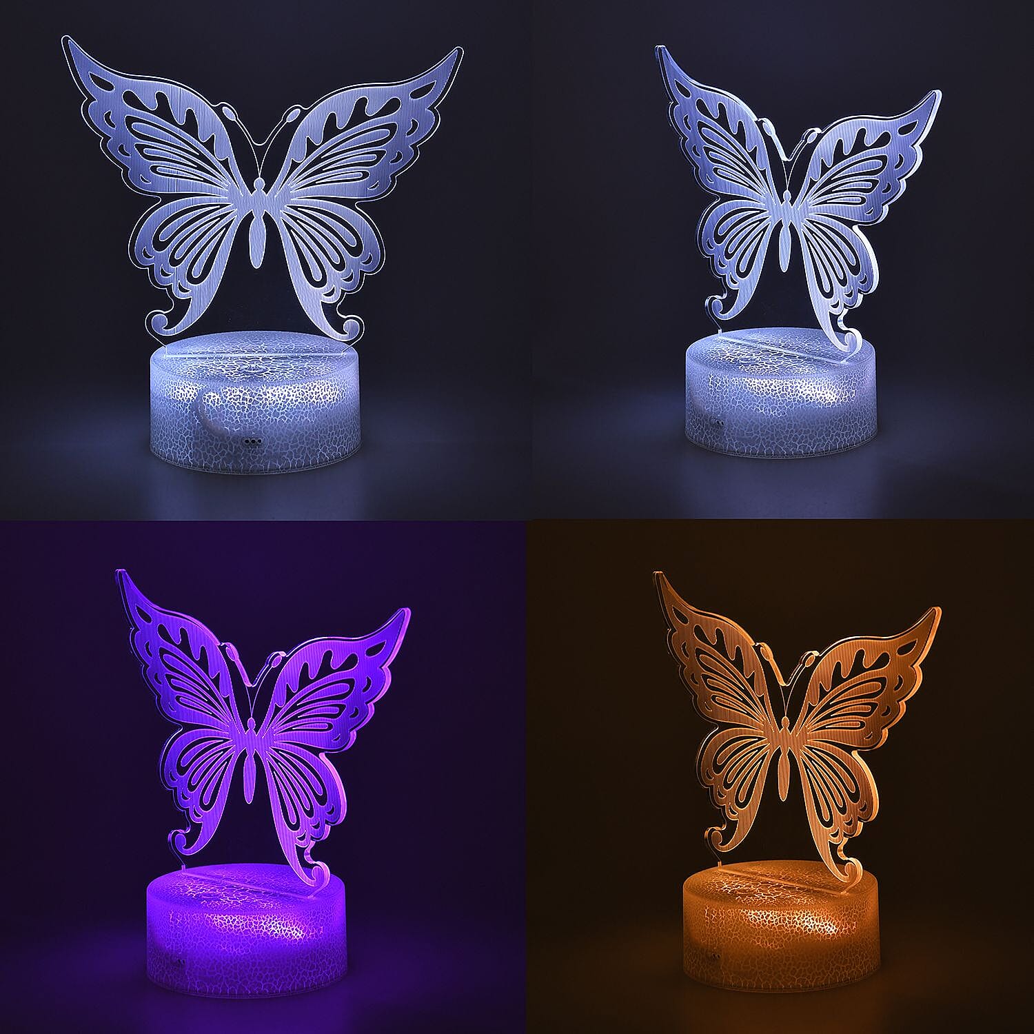 3D LED Butterfly Night Lamp With Remote Control (3xAA Battery, Not Included) 7545968 1