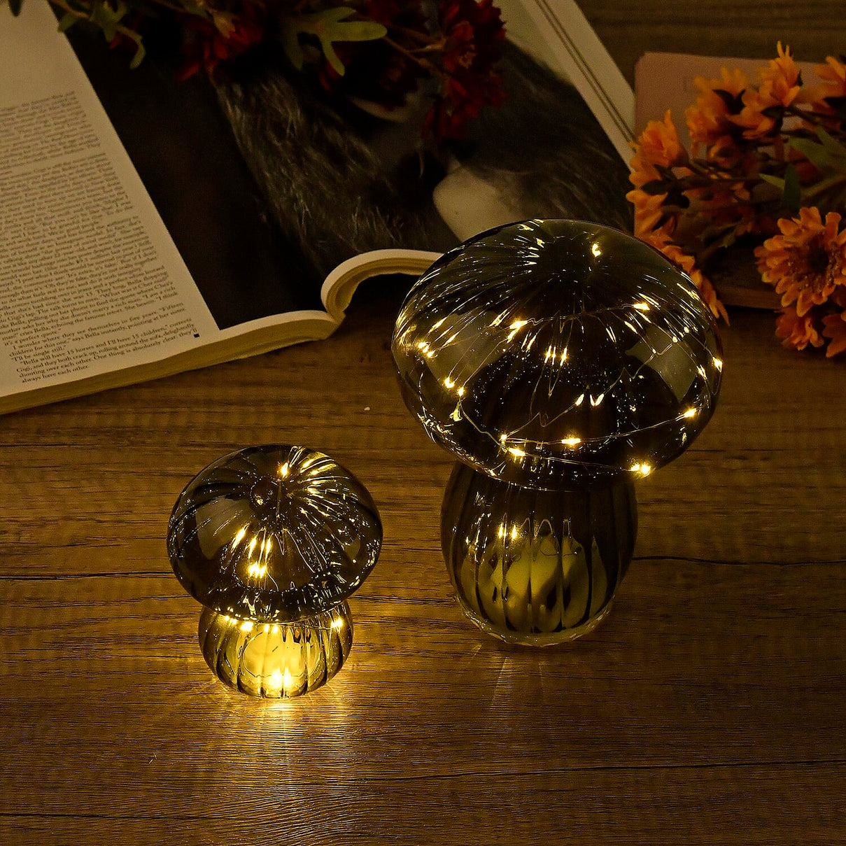 Mushroom Glass Light Table Lamp Set of 2 7793611 2