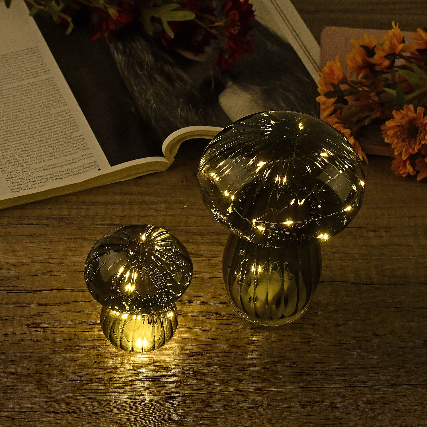 Mushroom Glass Light Table Lamp Set of 2 7793611 2