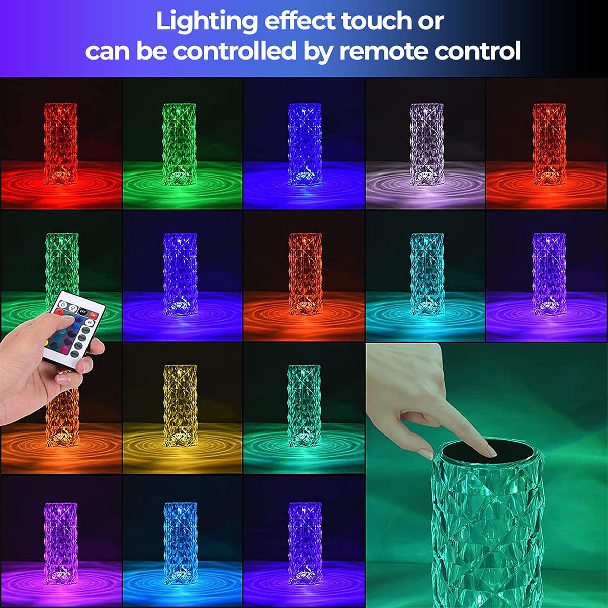 USB Rechargeable Touch Sensor Table Lamp with Remote (Battery 800mAh) - Crystal V32353359 1