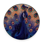 Peacock Design Round Glass Garden Table with Solar Powered LED (35.5 x 35.5 x 52.5 cm) - Multi Colour
