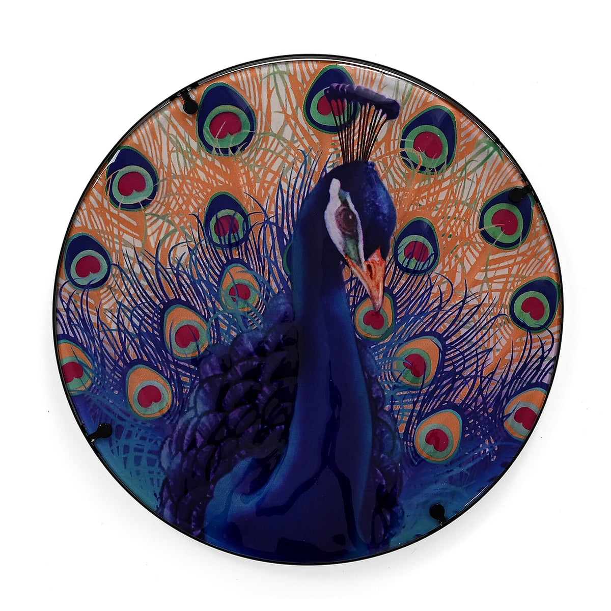 Peacock Design Round Glass Garden Table with Solar Powered LED (35.5 x 35.5 x 52.5 cm) - Multi Colour V32519515 4