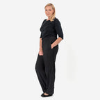 Tamsy 100% Cotton Casual Elasticated Waist Trousers (Size 16 to 18) - Black
