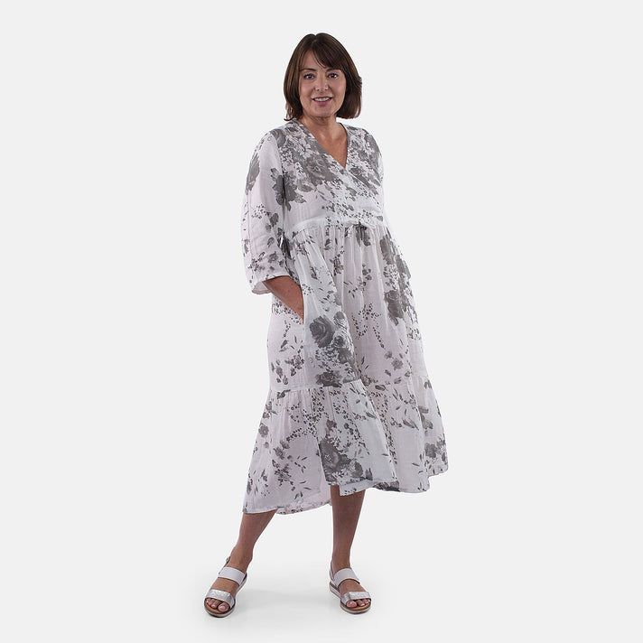 TAMSY 100% Cotton Tiered Floral Maxi Dress - Grey 8857870 1