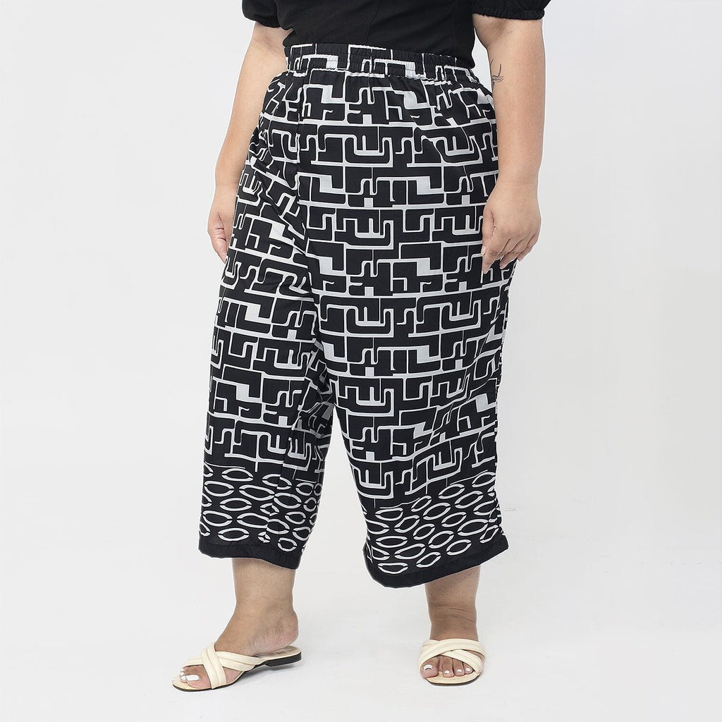 Cropped Palazzo (Size L,14 to 16) - Black & White