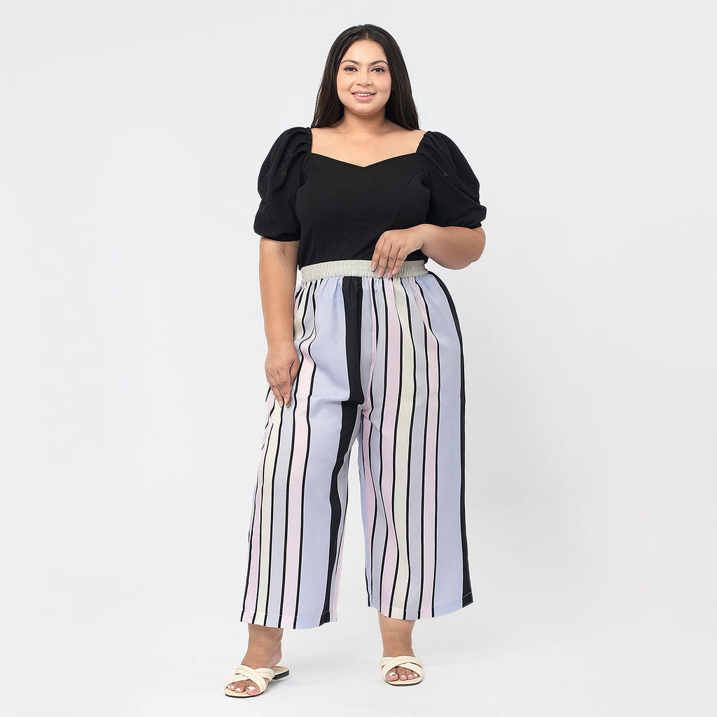 Cropped Palazzo (Size L, 16 to 18) - Stripes
