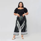 Printed Cropped Palazzo (Size L, Inside Leg Lenth 53 cm) - Chevron