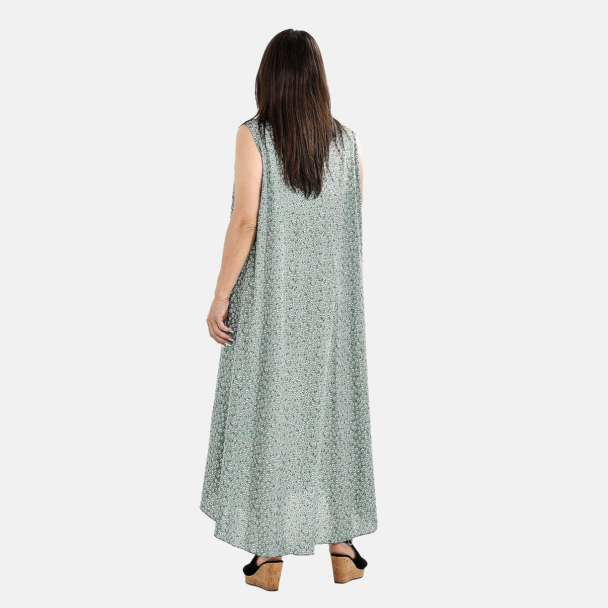 Tamsy Dot Printed Umbrella Maxi Dress - Pastel Green 7369068 2