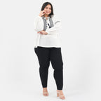 Tamsy 100% Viscose Embroidery Top with Doori Tassel Full Sleeves(Size L,16-18) - White
