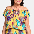 Tamsy 100% Viscose Floral Pattern Off Shoulder Maxi Dress (20 - 26) - Yellow