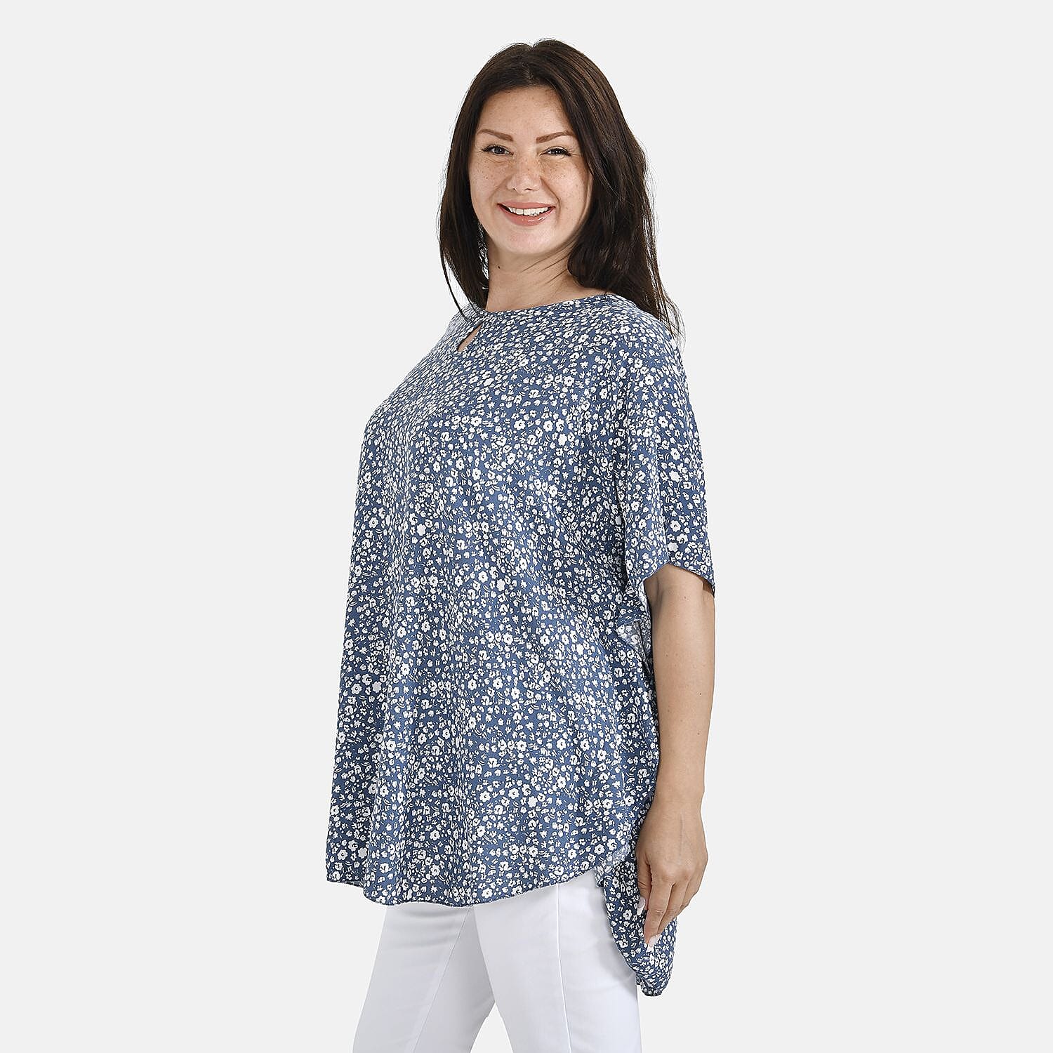 Tamsy High Low Hem Printed Top - Sky blue 7327463 2