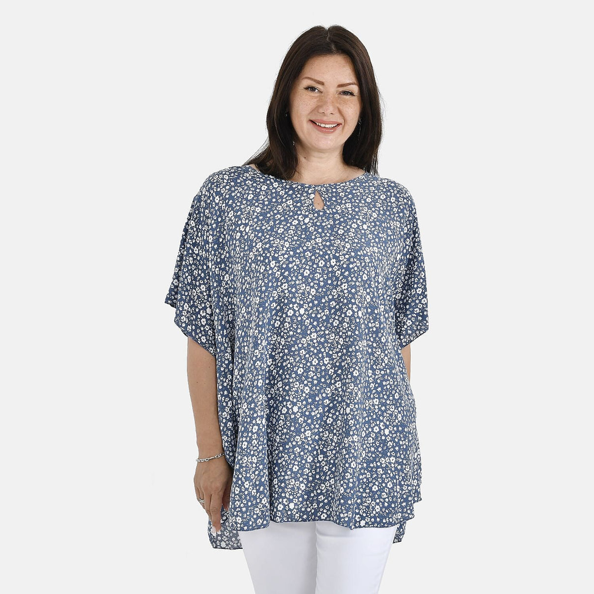 Tamsy High Low Hem Printed Top - Sky blue 7327463 3