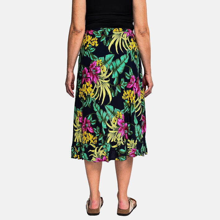 Tamsy 100% Viscose Floral Pattern Wrap Skirt - Turquoise and Green 8933100 2
