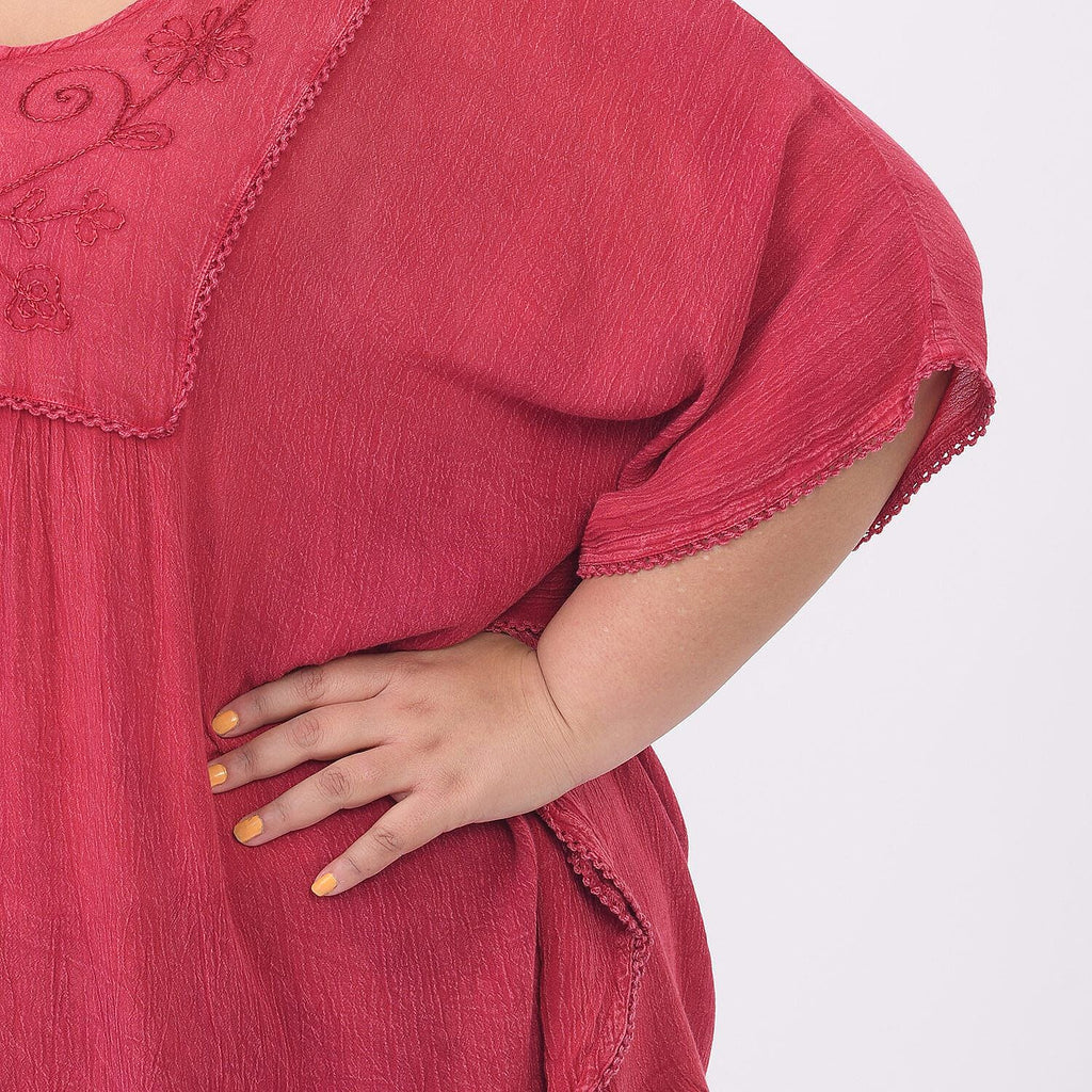 Tamsy 100% Viscose Top (One Size 8-18) - Red