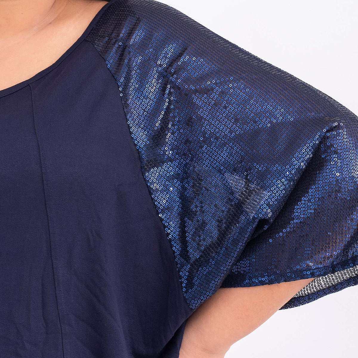 TAMSY Batwing Jersey Top with Round Neck and Sequin Sleeves 7129310 4
