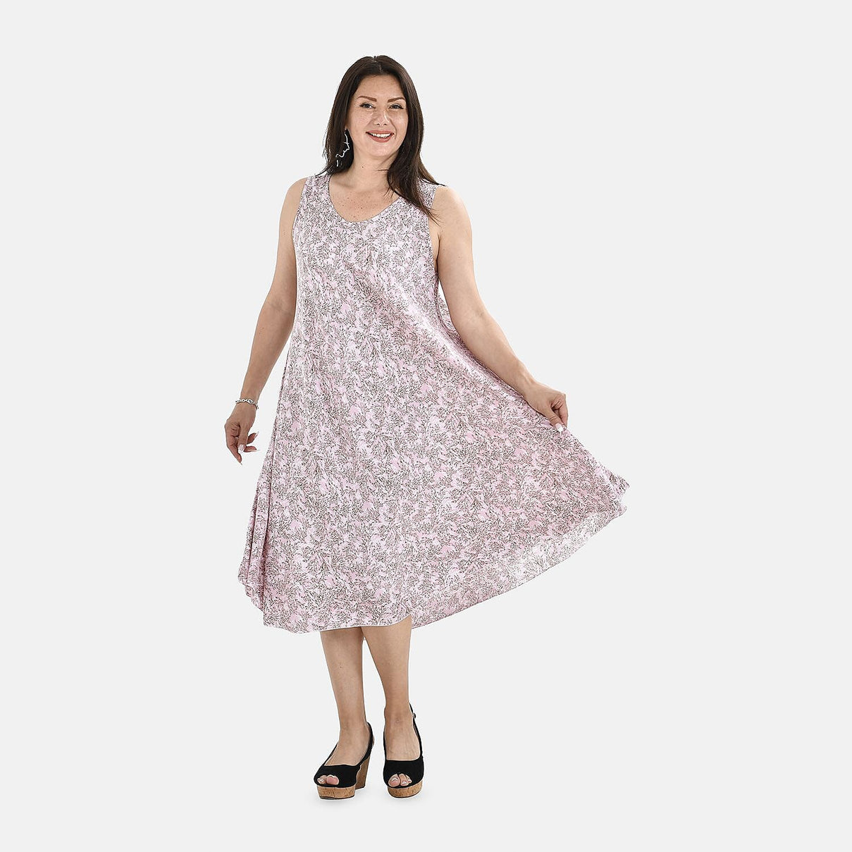 TAMSY Shivering Pattern Umbrella Midi Dress  - Pink 7369073 0