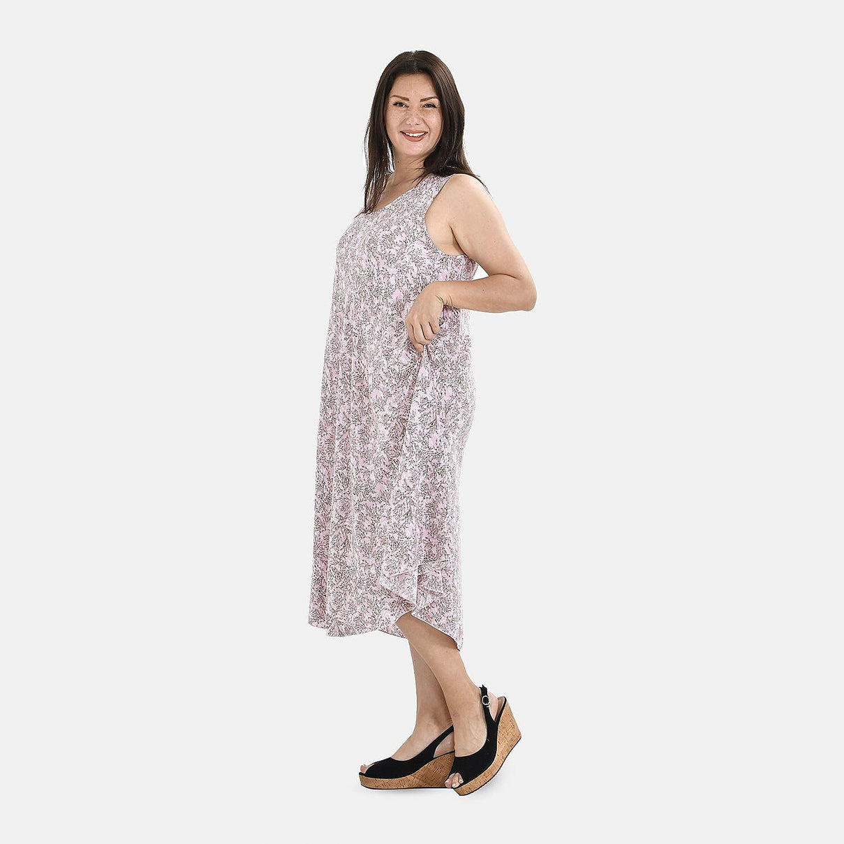 TAMSY Shivering Pattern Umbrella Midi Dress  - Pink 7369073 3