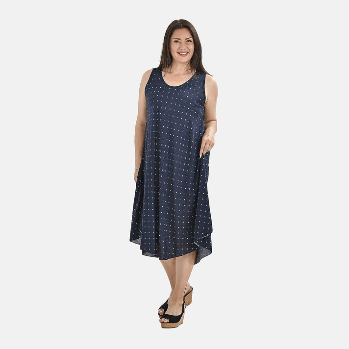 TAMSY Polka Dots Print Umbrella Midi Dress - Navy 7369025 1