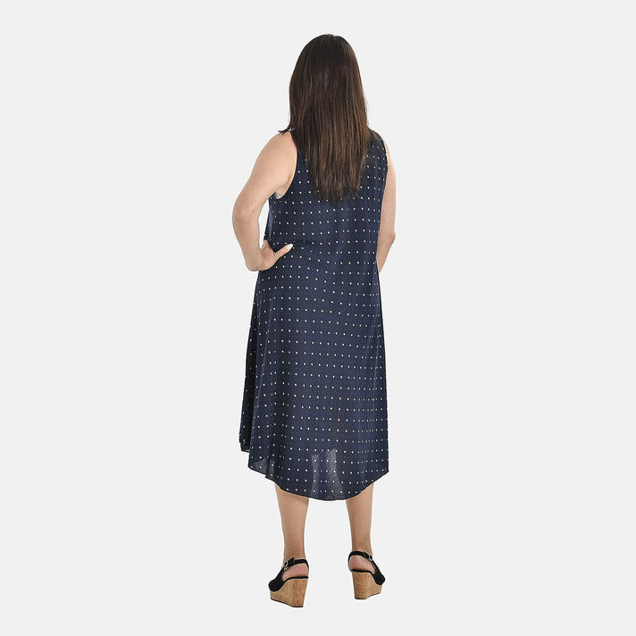 TAMSY Polka Dots Print Umbrella Midi Dress - Navy 7369025 2