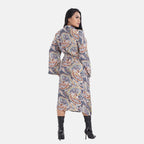Tamsy 100% Viscose Woven Paisley Printed Midi Wrap Dress (Size L)- Blue - Red
