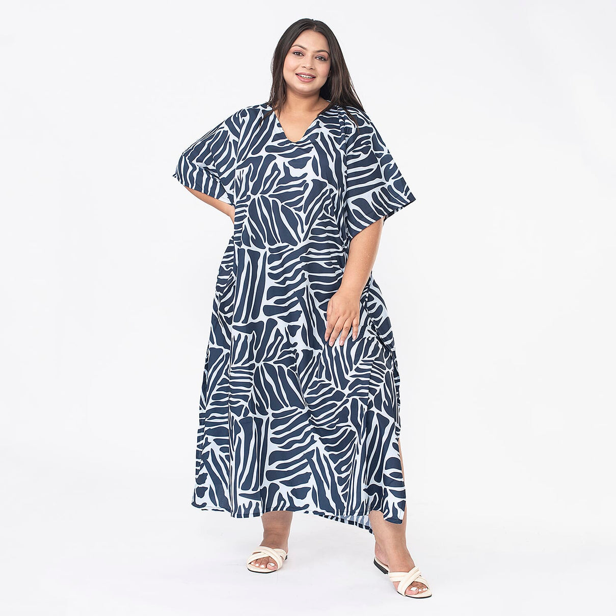 TAMSY Abstract Printed Dress  - Navy and Light Blue 7378419 0