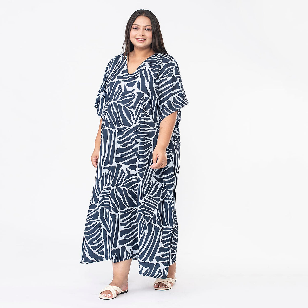 TAMSY Abstract Printed Dress  - Navy and Light Blue 7378419 3