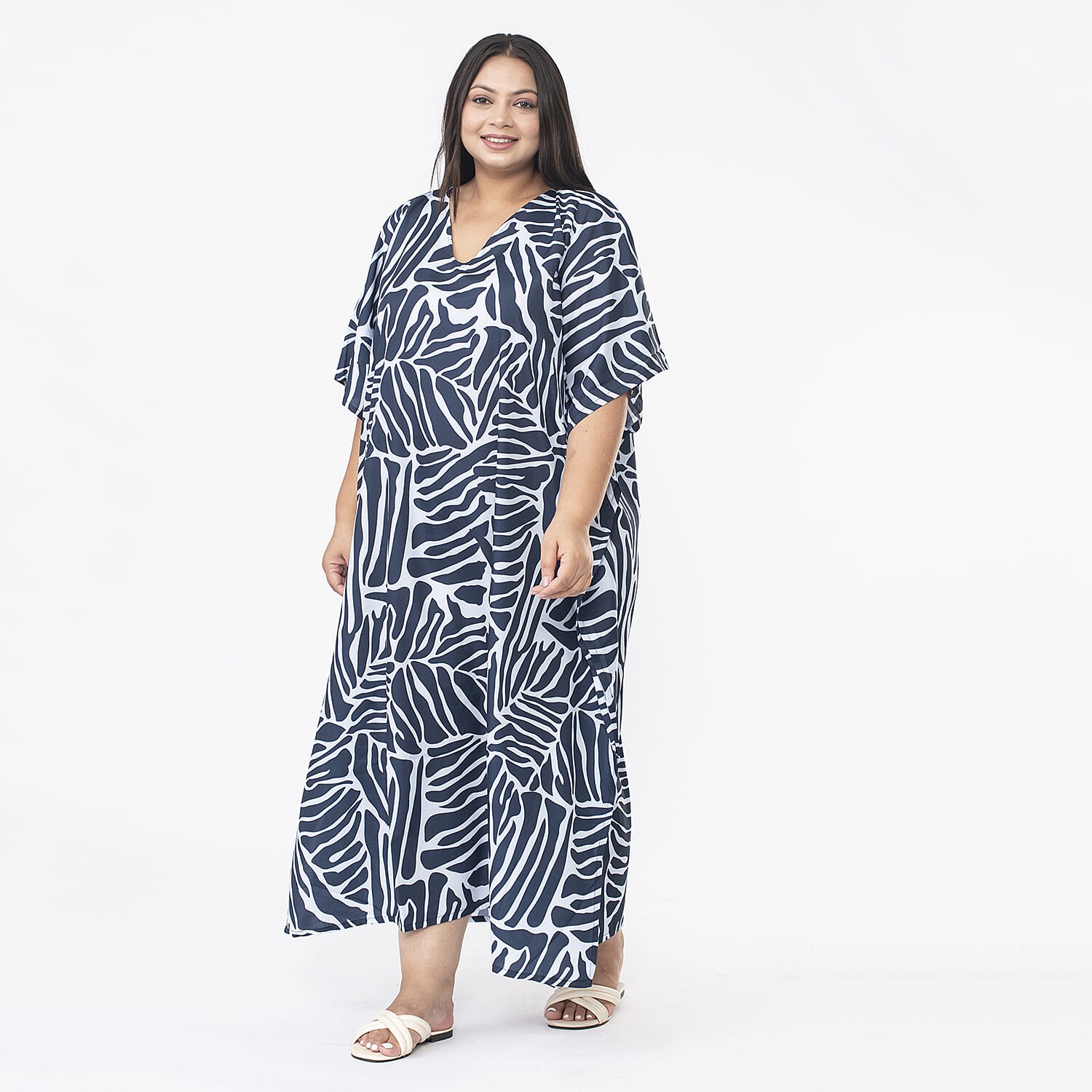 TAMSY Abstract Printed Dress  - Navy and Light Blue 7378419 3