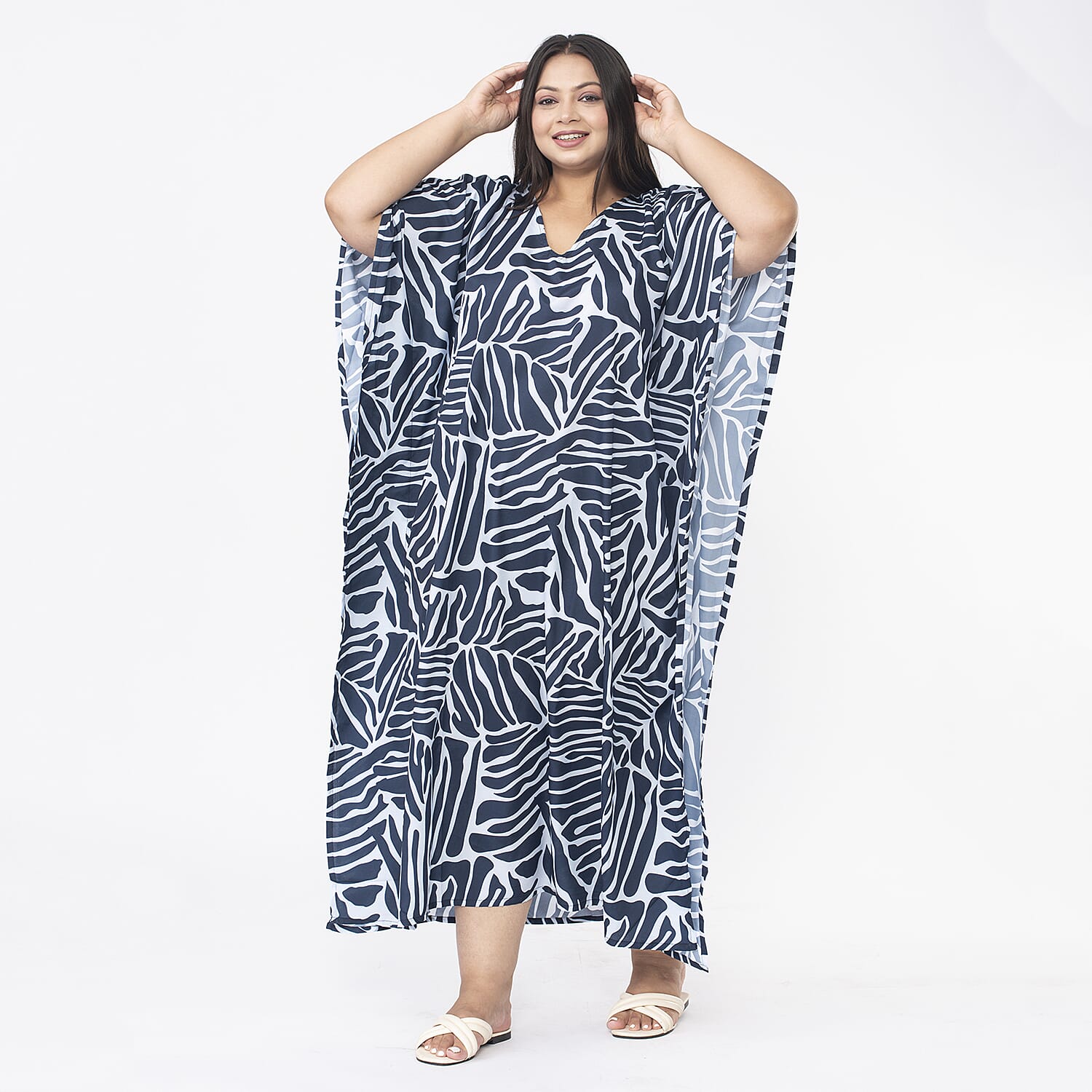 TAMSY Abstract Printed Dress  - Navy and Light Blue 7378419 4