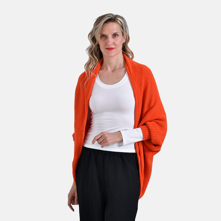 Tamsy Casual Knit Batwing Sleeve Open Cardigan (One Size) - Orange 7978884 1