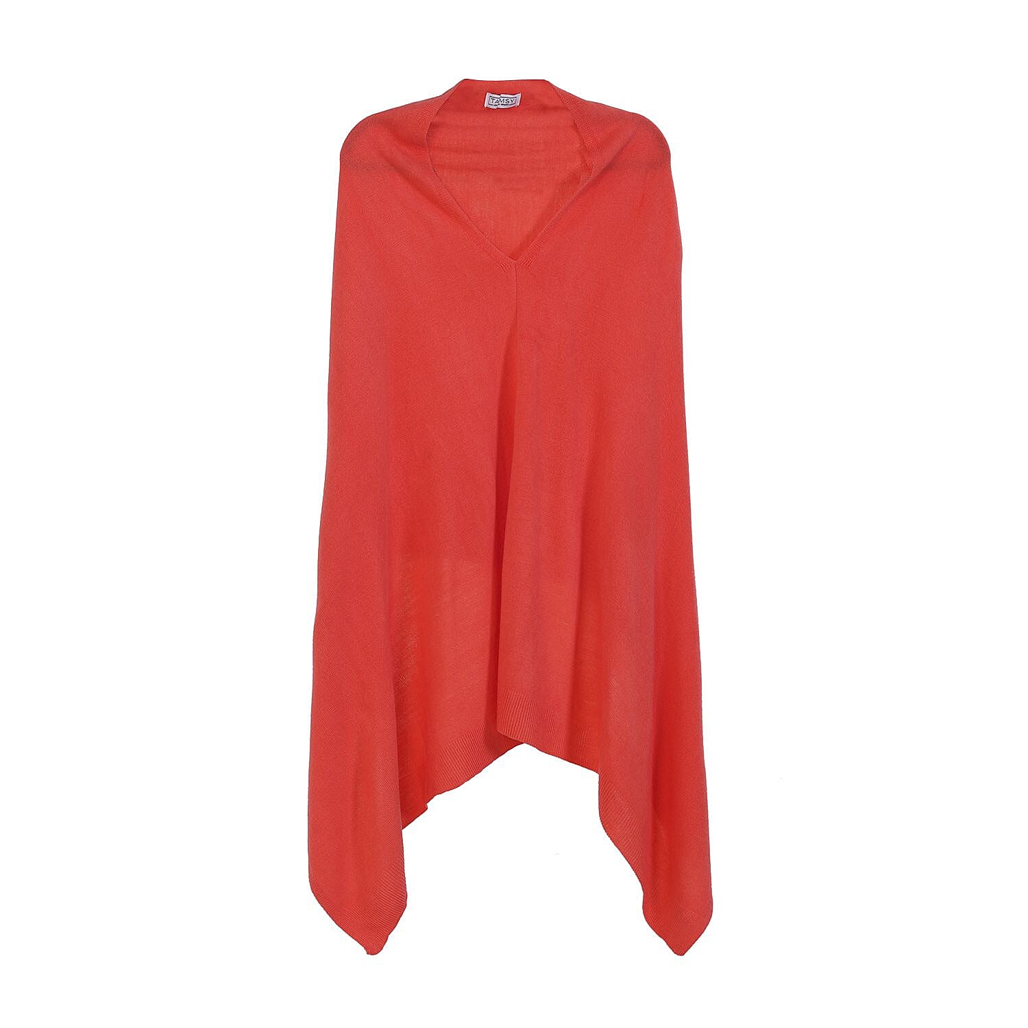 Tamsy Acrylic Patterned Poncho - Orange 7557727 5