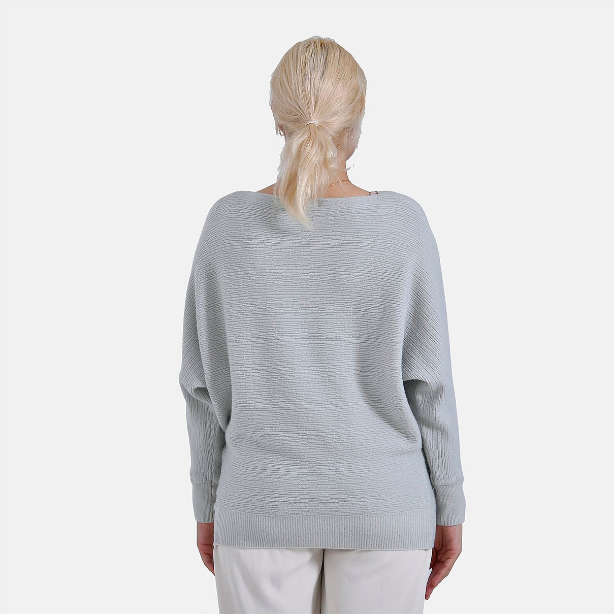 Tamsy Boat Neck Batwing Sleeve Jumper (One Size 8-18) - Light Grey 7976394 3