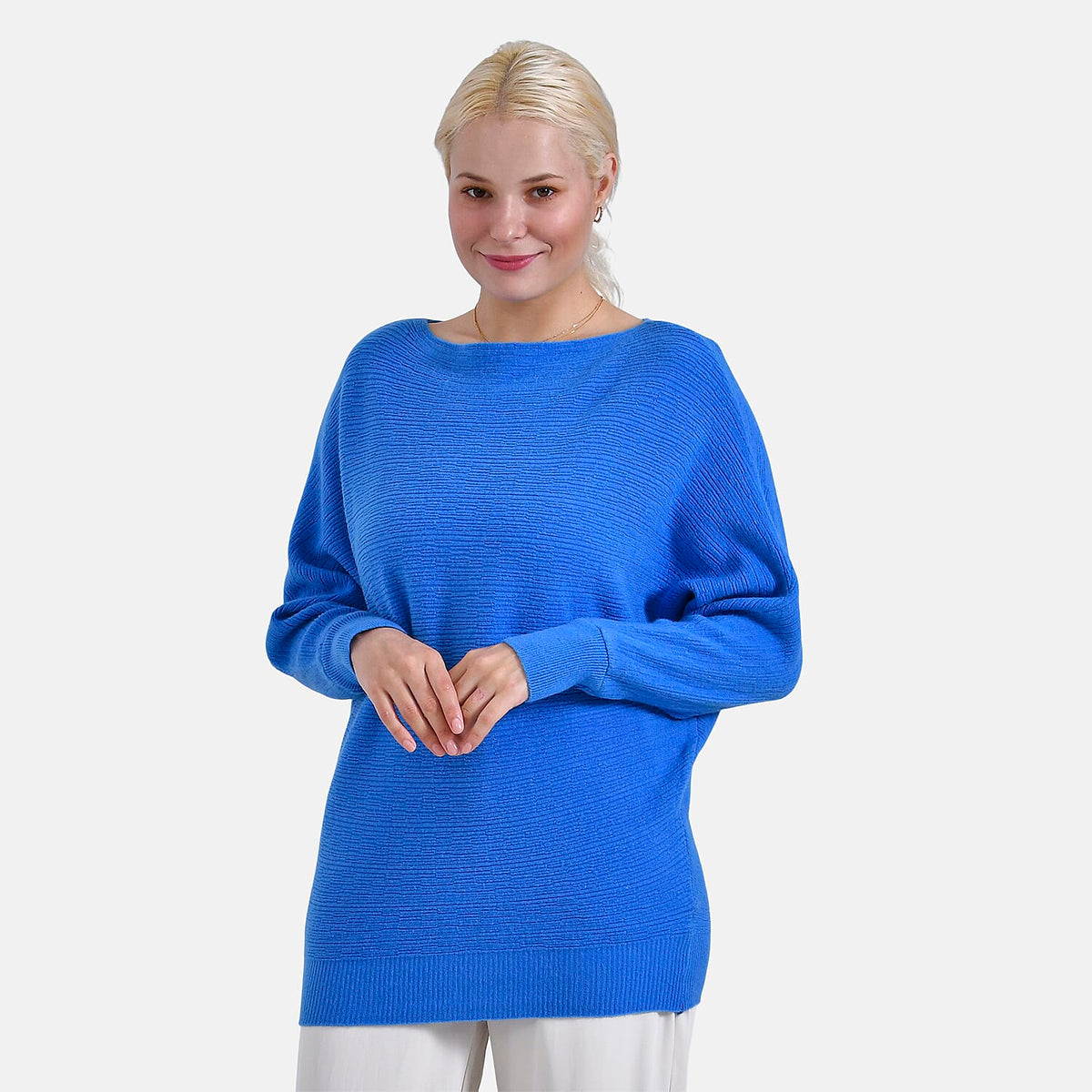 Tamsy Boat Neck Batwing Sleeve Jumper (One Size 8-18) - Navy V32606496 0