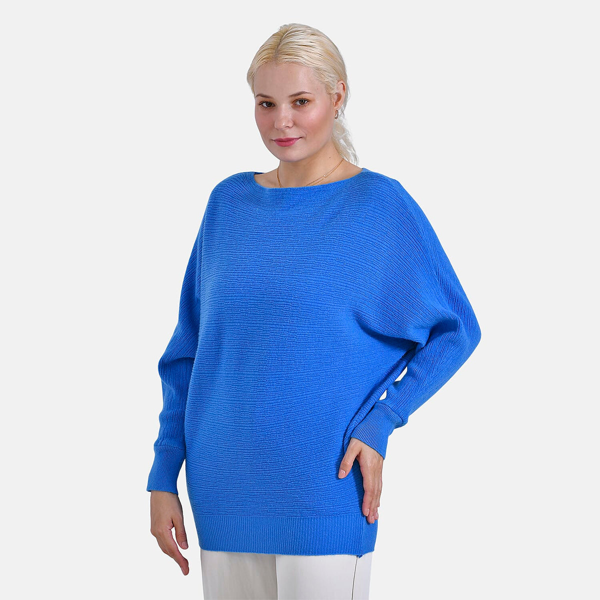 Tamsy Boat Neck Batwing Sleeve Jumper (One Size 8-18) - Navy V32606496 4