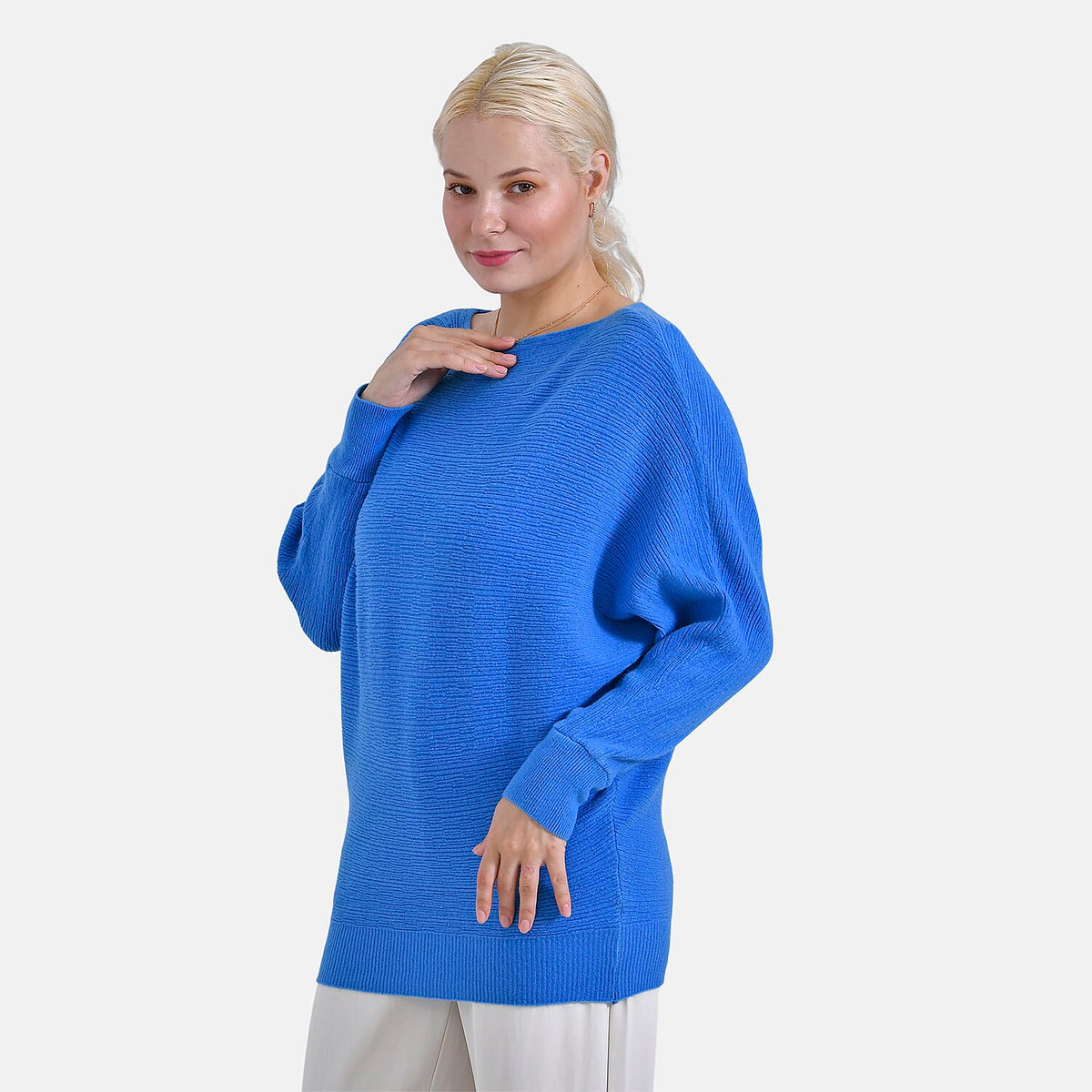 Tamsy Boat Neck Batwing Sleeve Jumper (One Size 8-18) - Navy V32606496 5