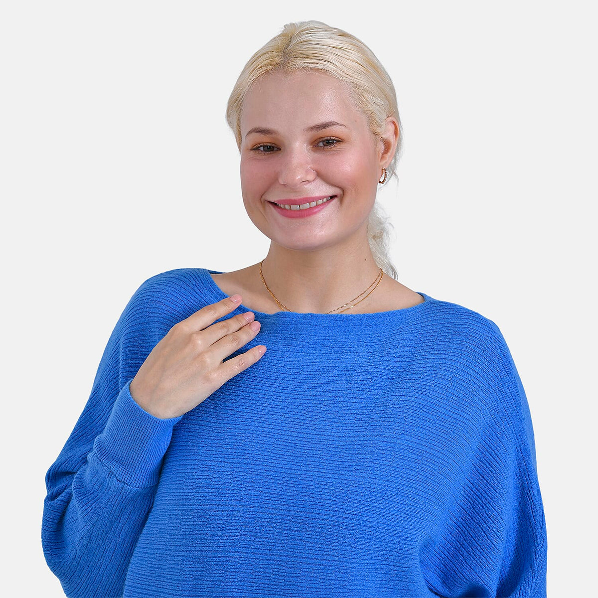 Tamsy Boat Neck Batwing Sleeve Jumper (One Size 8-18) - Navy V32606496 6