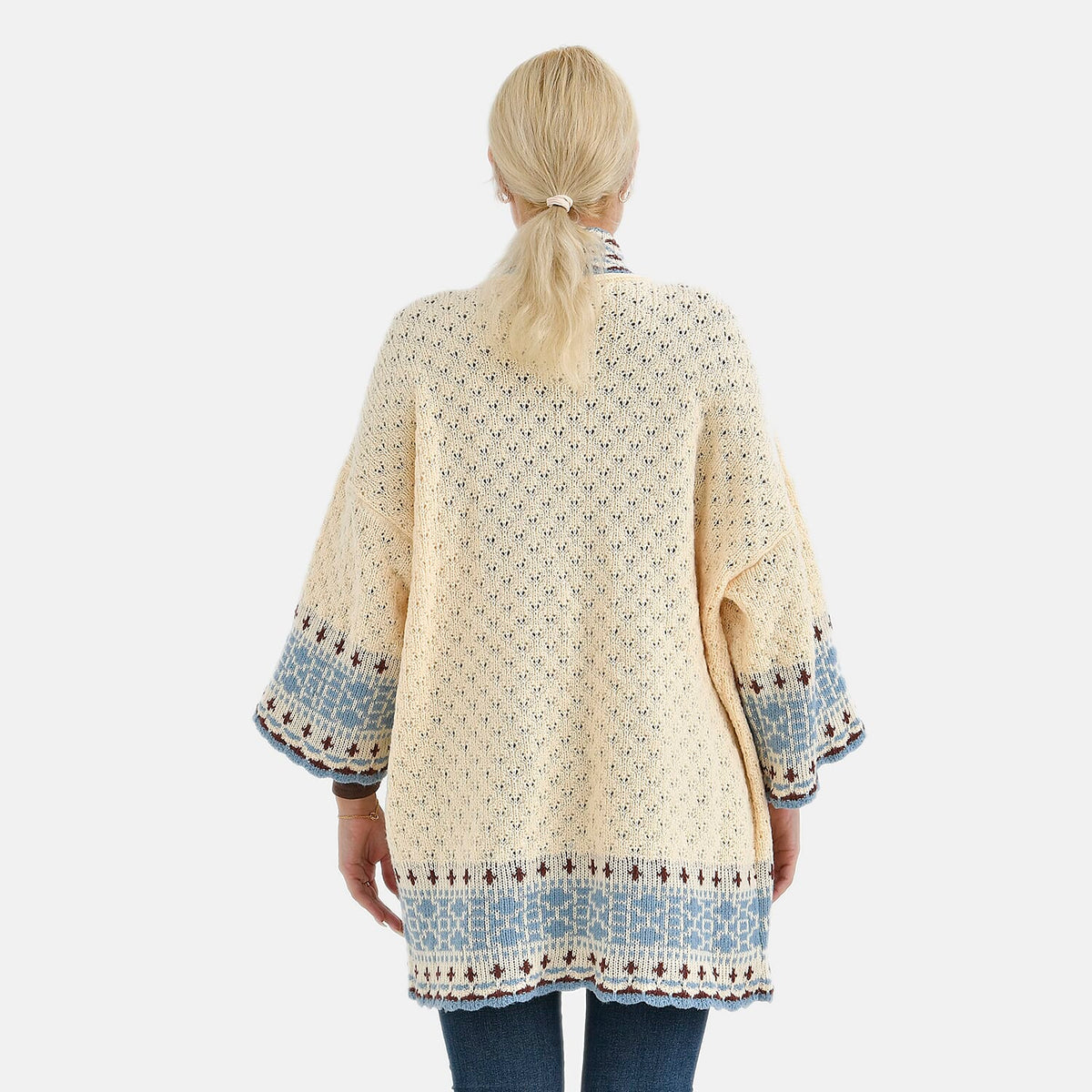 Tamsy Bohemian Style Woven Womens Cardigan - Beige 7859678 3
