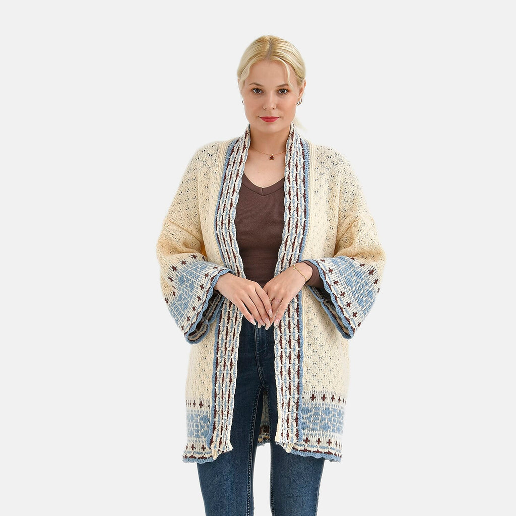 Tamsy Coloured Woven Cardigan (One Size) - Beige